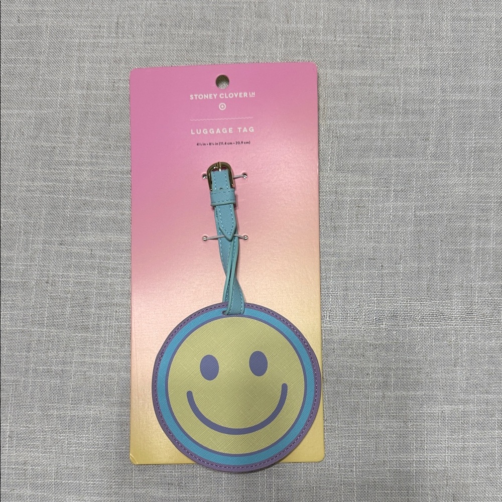 Stoney Clover Lane Pastel Smiley Luggage Tag